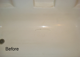 Bathtub Bottom Crack Repair - Before