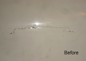 Bathtub Bottom Crack Repair - Before