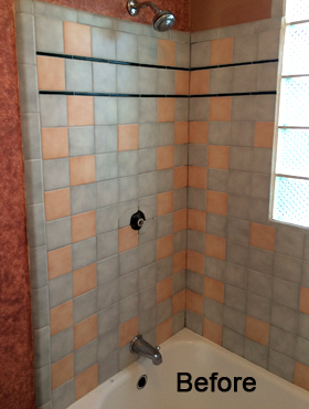 Refinished Tub and Tile Surround - Before