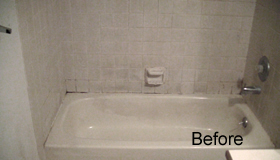 Refinished Bathtub and Tile Surround - Before