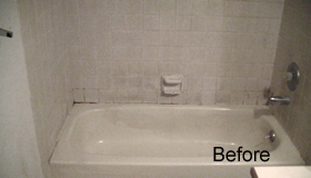 Refinished Bathtub and Tile Surround - Before